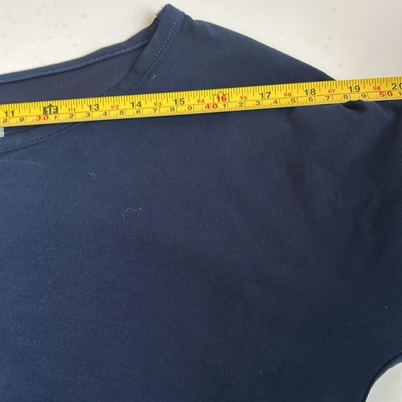 Judith March navy straight line dress 3/4 orange crochet bell sleeves lined boho - Picture 13 of 16